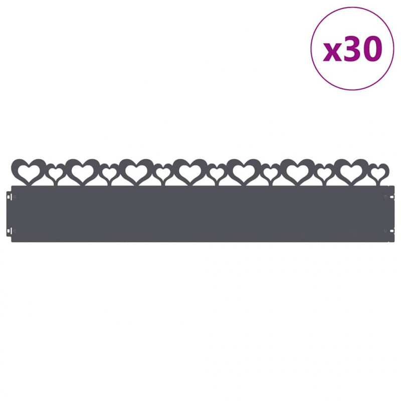 Obrzeża trawnikowe 30 pcs Antracyt 103 x 0,05 x 22 cm Stal