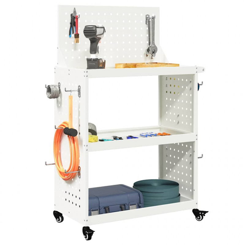 Wózek narzędziowy Biały 65 x 35 x 111 cm Stal zimnogięta