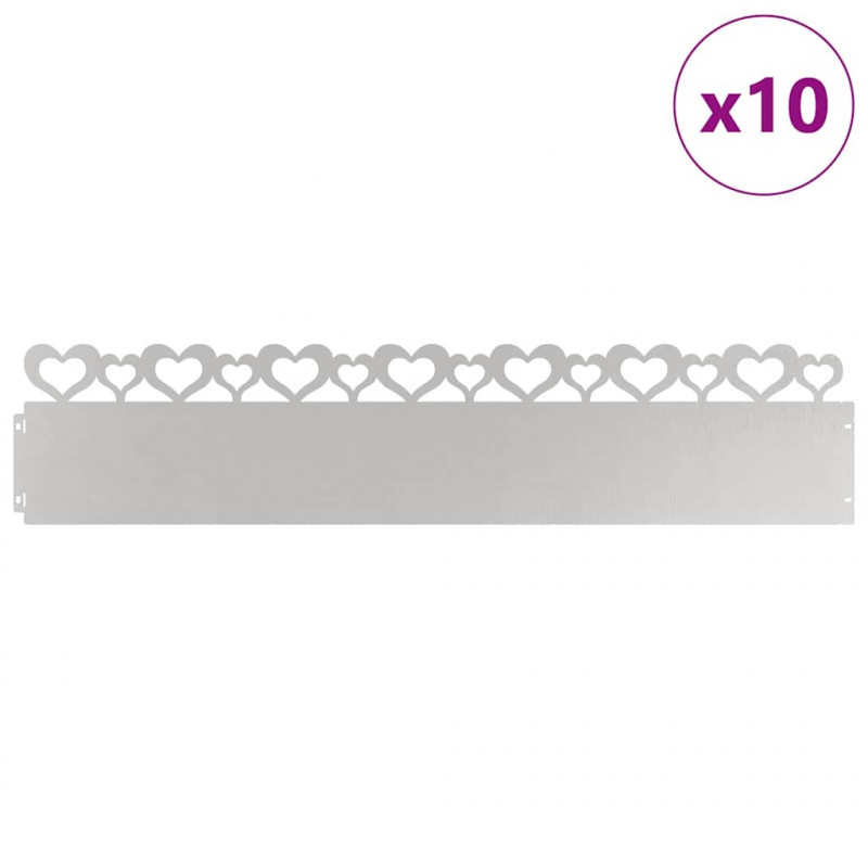 Obrzeża trawnikowe 10 pcs Srebrny 103 x 0,05 x 22 cm