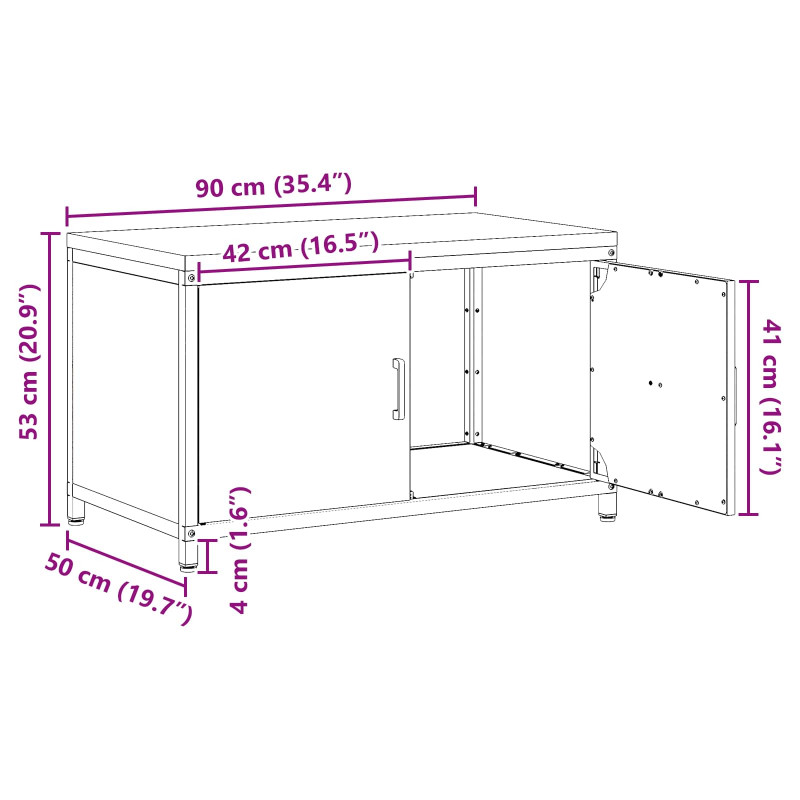 Przechowywanie w kuchni z półką Biały 60 x 50 x 92 cm Stal