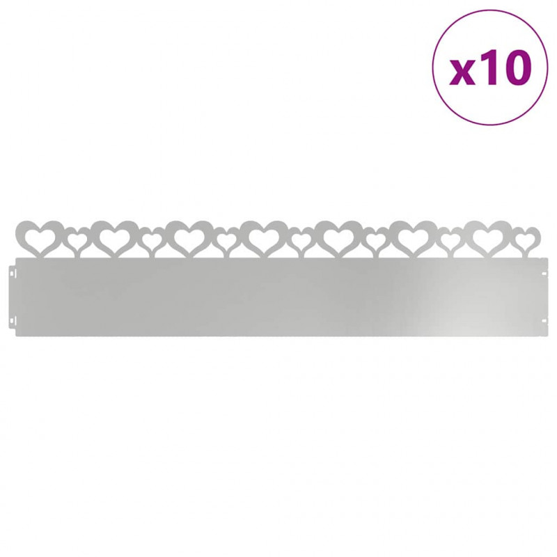 Obrzeża trawnikowe 10 pcs Srebrny 103 x 0,05 x 22 cm