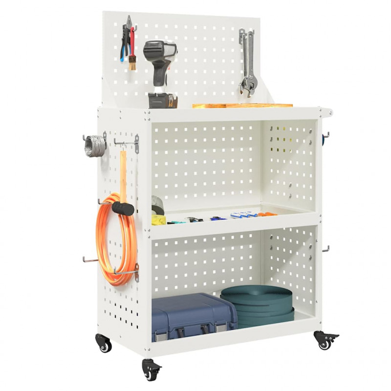 Wózek narzędziowy Biały 65 x 35 x 111 cm Stal zimnogięta
