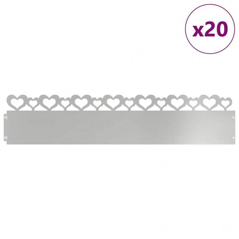 Obrzeża trawnikowe 20 pcs Srebrny 103 x 0,05 x 22 cm