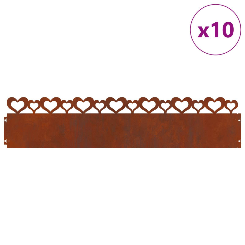 Obrzeża trawnikowe 10 pcs Rdzawy 103 x 0,05 x 22 cm