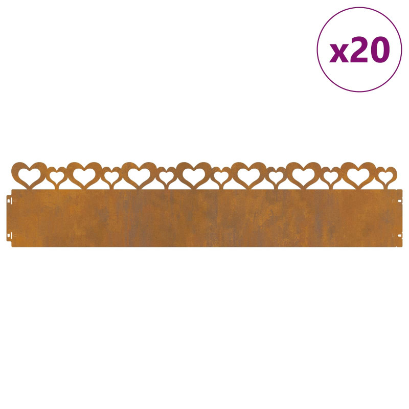 Obrzeża trawnikowe 20 pcs Rdzawy 103 x 0,05 x 22 cm