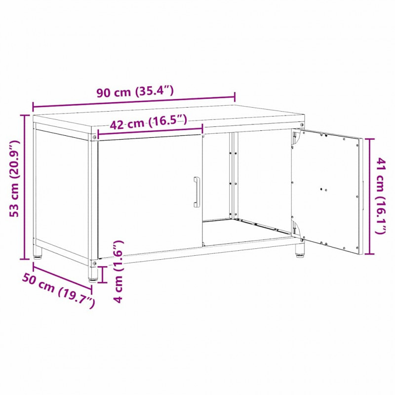 Przechowywanie w kuchni z półką Rdzawy 60 x 50 x 92 cm Stal