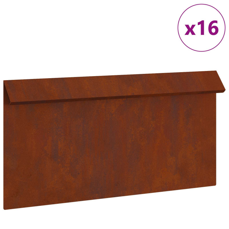 Ogrodzenie ślimakowe 16 pcs Rdzawy 50 x 3,5 x 25 cm