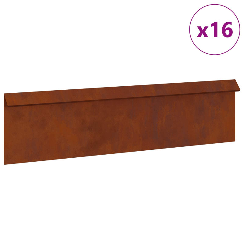 Ogrodzenie ślimakowe 16 pcs Rdzawy 100 x 3,5 x 25 cm
