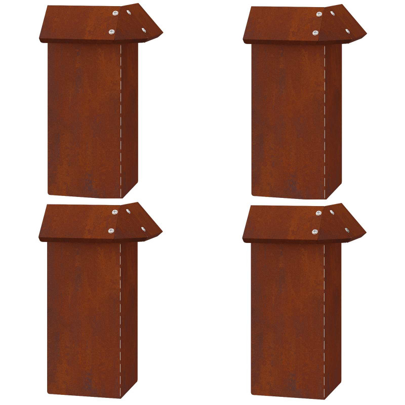 Ogrodzenie ślimakowe 4 pcs Rdzawy 13,5 x 13,5 x 25 cm