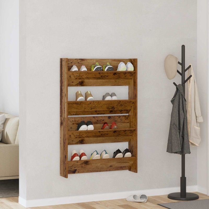 Szafka na buty z półką 2 pcs Stare drewno 80 x 18 x 60 cm