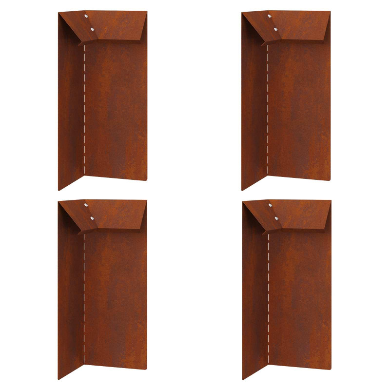 Ogrodzenie ślimakowe 4 pcs Rdzawy 10 x 10 x 25 cm