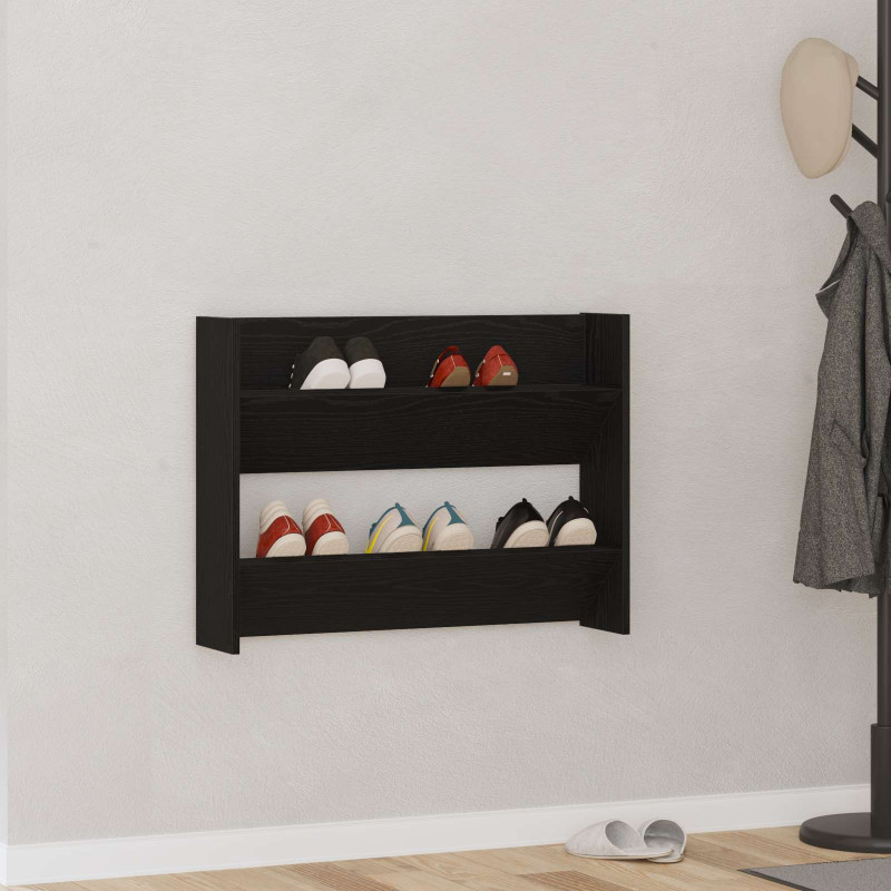 Szafka na buty z półką Czarny Dąb 85 x 18 x 90 cm