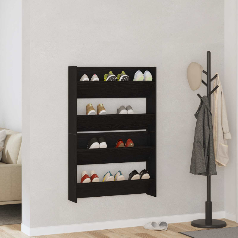 Szafka na buty z półką 2 pcs Czarny Dąb 85 x 18 x 90 cm