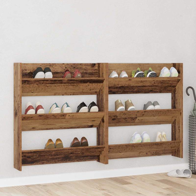 Szafka na buty z półką 2 pcs Stare drewno 85 x 18 x 90 cm