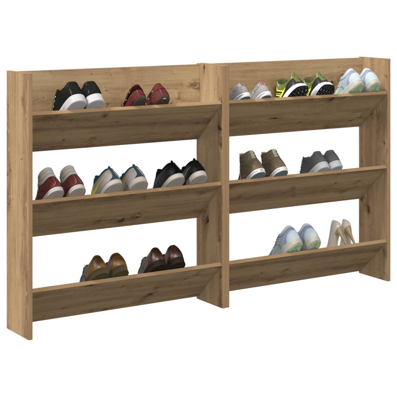 Szafka na buty z półką 2 pcs Dąb rzemieślniczy 85 x 18 x 90 cm