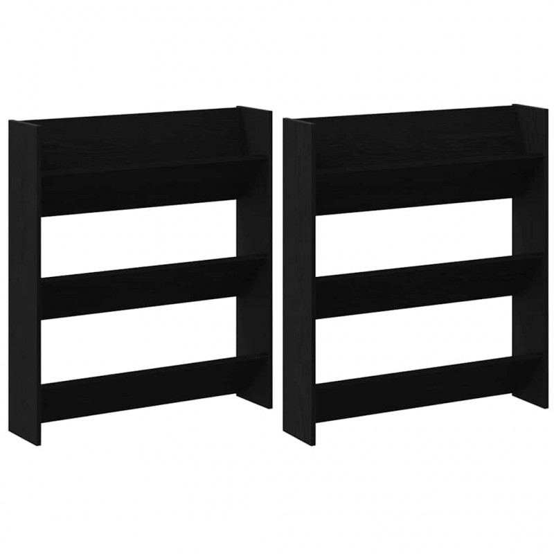 Szafka na buty z półką 2 pcs Czarny Dąb 85 x 18 x 90 cm