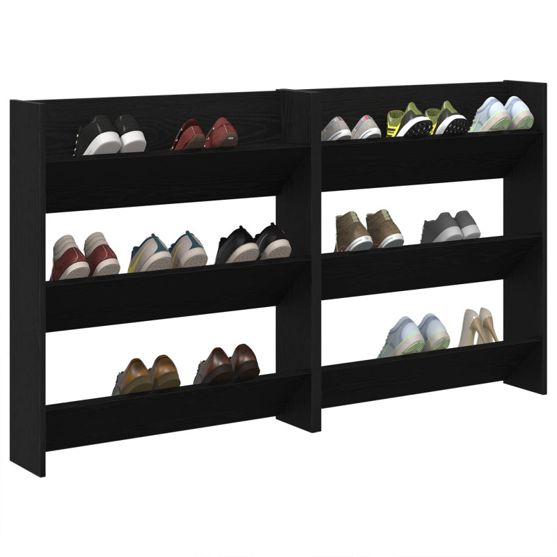 Szafka na buty z półką 2 pcs Czarny Dąb 85 x 18 x 90 cm