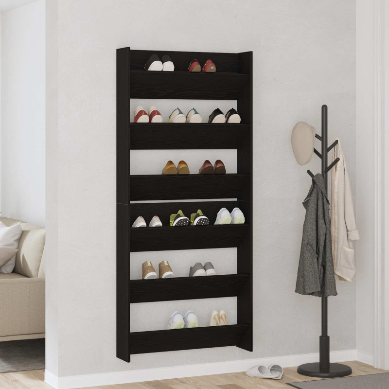 Szafka na buty z półką 2 pcs Czarny Dąb 85 x 18 x 90 cm