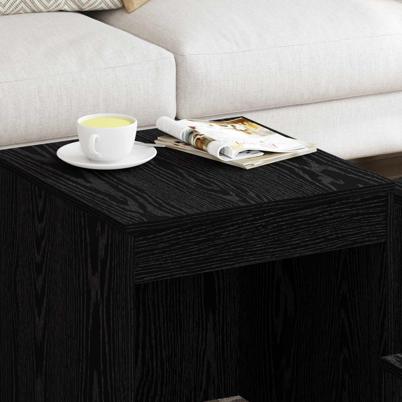 Stolik kawowy 3 pcs Czarny Dąb Materiał drewnopochodny
