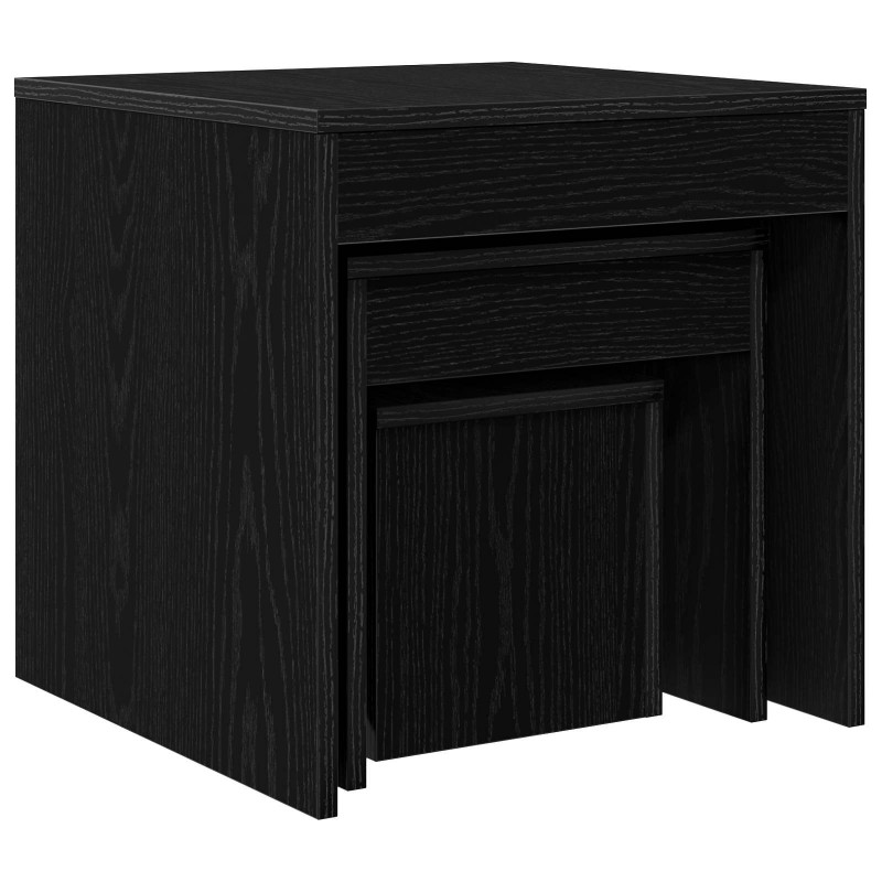 Stolik kawowy 3 pcs Czarny Dąb Materiał drewnopochodny