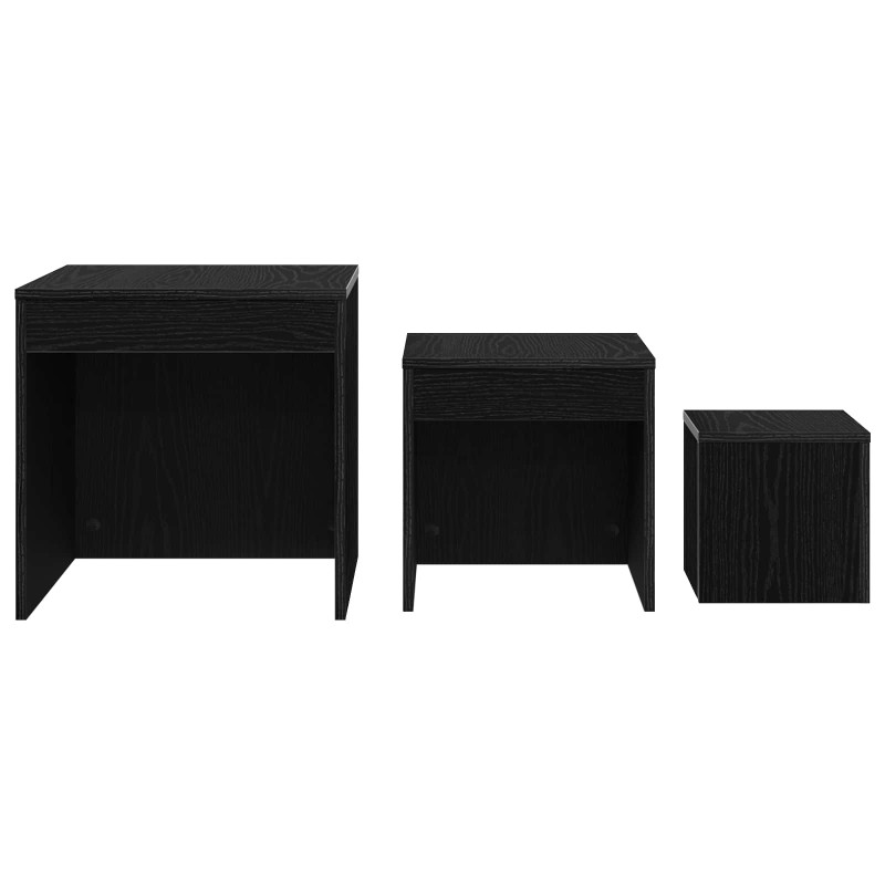Stolik kawowy 3 pcs Czarny Dąb Materiał drewnopochodny