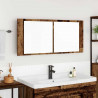 Lustro LED w szafce z półką Stare drewno 100 x 12 x 45 cm