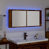 Lustro LED w szafce z półką Stare drewno 100 x 12 x 45 cm