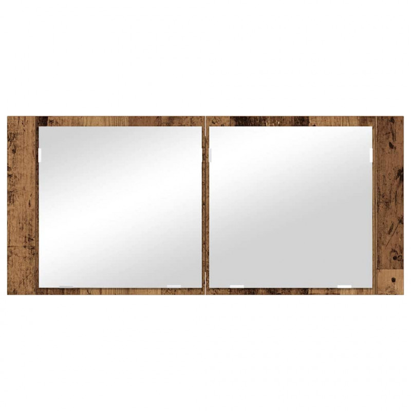Lustro LED w szafce z półką Stare drewno 100 x 12 x 45 cm