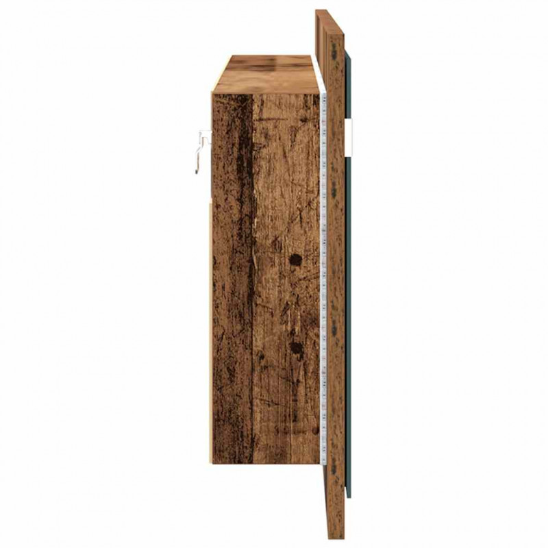 Lustro LED w szafce z półką Stare drewno 100 x 12 x 45 cm