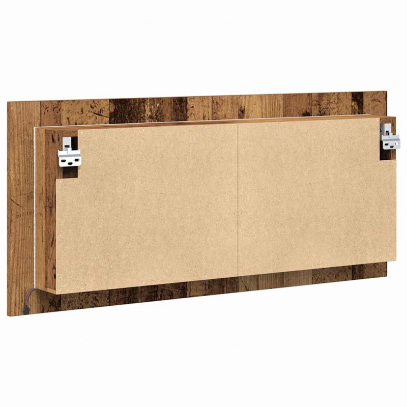 Lustro LED w szafce z półką Stare drewno 100 x 12 x 45 cm