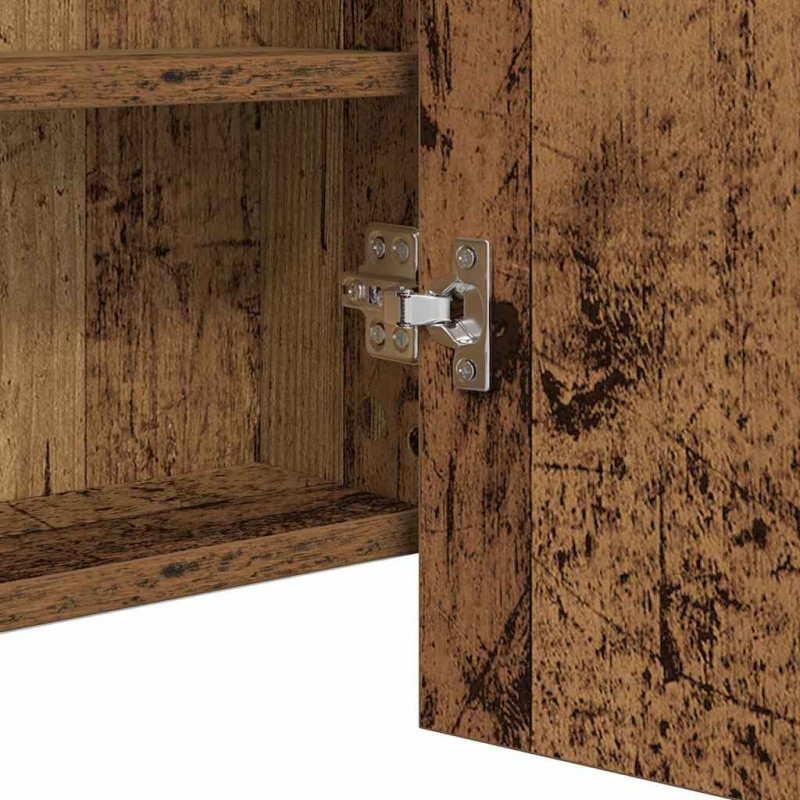 Lustro LED w szafce z półką Stare drewno 100 x 12 x 45 cm