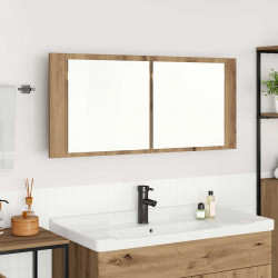 Lustro LED w szafce z półką Dąb rzemieślniczy 100 x 12 x 45 cm