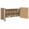 Lustro LED w szafce z półką Dąb rzemieślniczy 100 x 12 x 45 cm