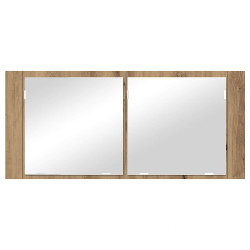 Lustro LED w szafce z półką Dąb rzemieślniczy 100 x 12 x 45 cm
