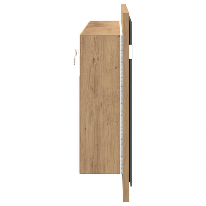 Lustro LED w szafce z półką Dąb rzemieślniczy 100 x 12 x 45 cm