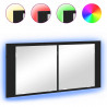 Lustro LED w szafce z półką Czarny Dąb 100 x 12 x 45 cm