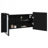 Lustro LED w szafce z półką Czarny Dąb 100 x 12 x 45 cm