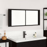 Lustro LED w szafce z półką Czarny Dąb 100 x 12 x 45 cm