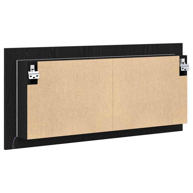 Lustro LED w szafce z półką Czarny Dąb 100 x 12 x 45 cm