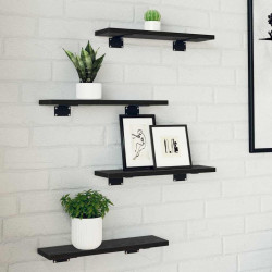 Półka na książki 4 pcs Czarny 40 x 10 x 1,5 cm