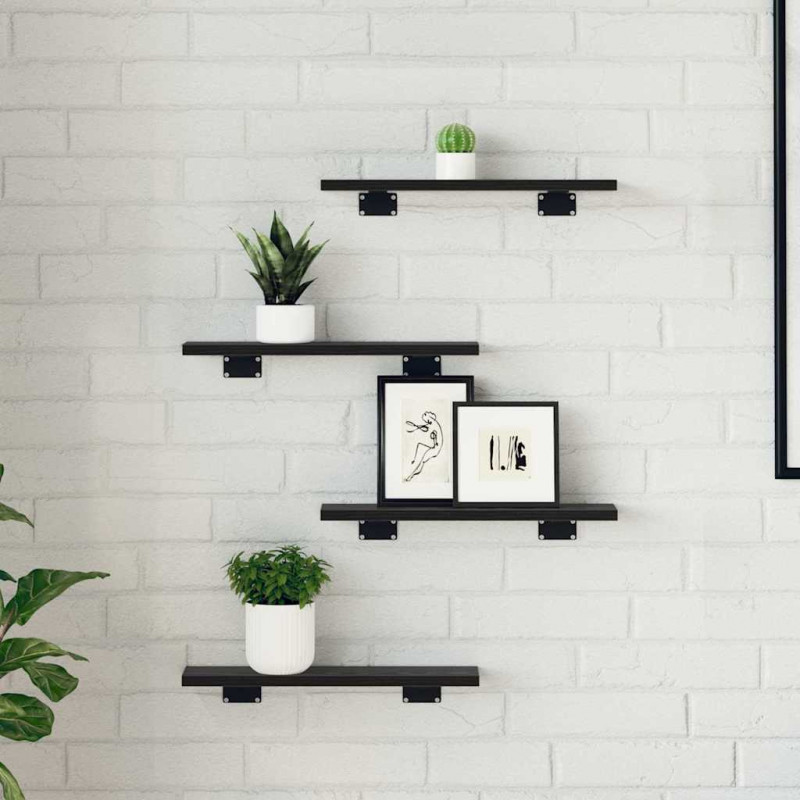 Półka na książki 4 pcs Czarny 40 x 10 x 1,5 cm