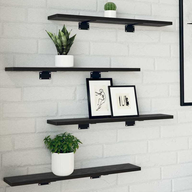 Półka na książki 4 pcs Czarny 60 x 10 x 1,5 cm