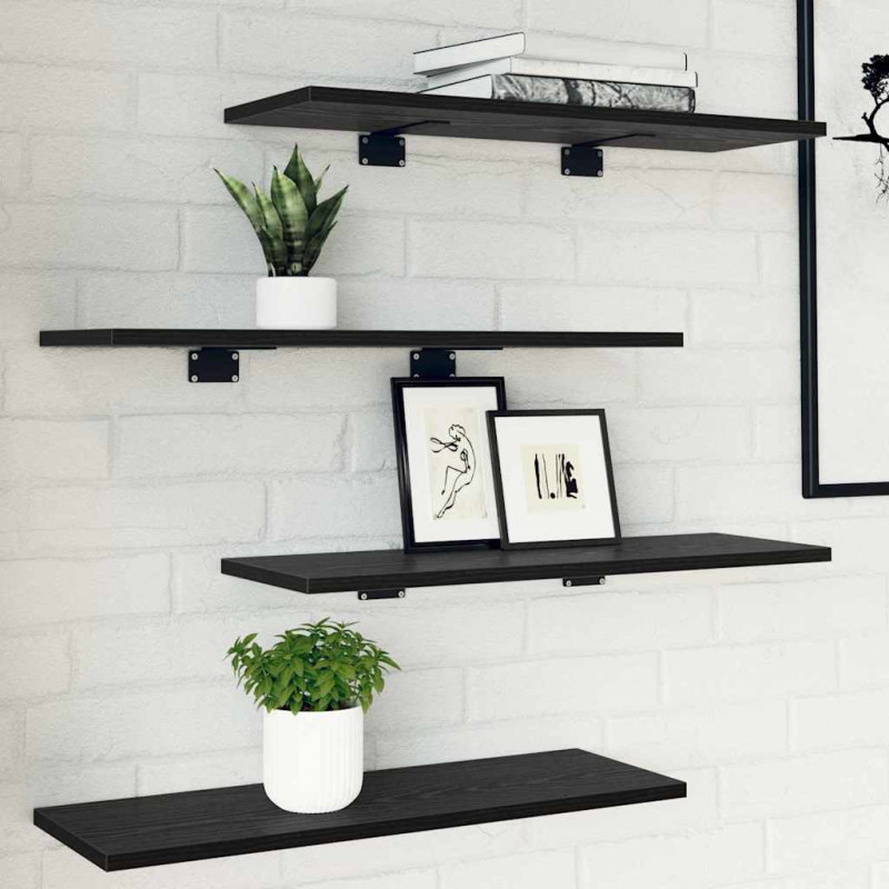 Półka na książki 4 pcs Czarny 60 x 20 x 1,5 cm