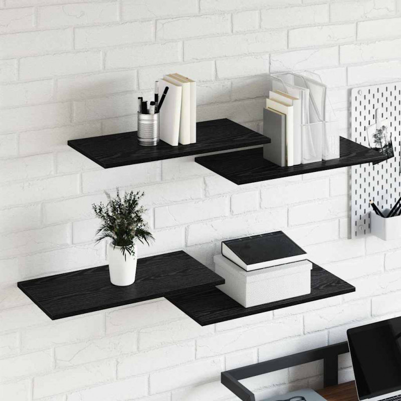 Półka na książki 4 pcs Czarny 60 x 30 x 1,5 cm