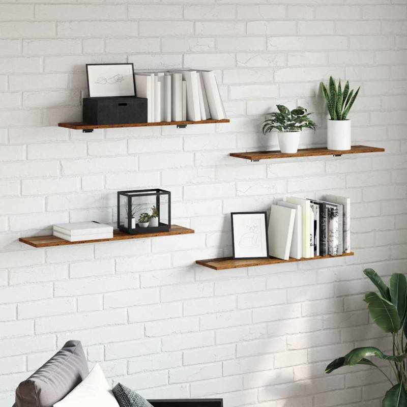 Półka na książki 4 pcs Brązowy 80 x 20 x 1,5 cm