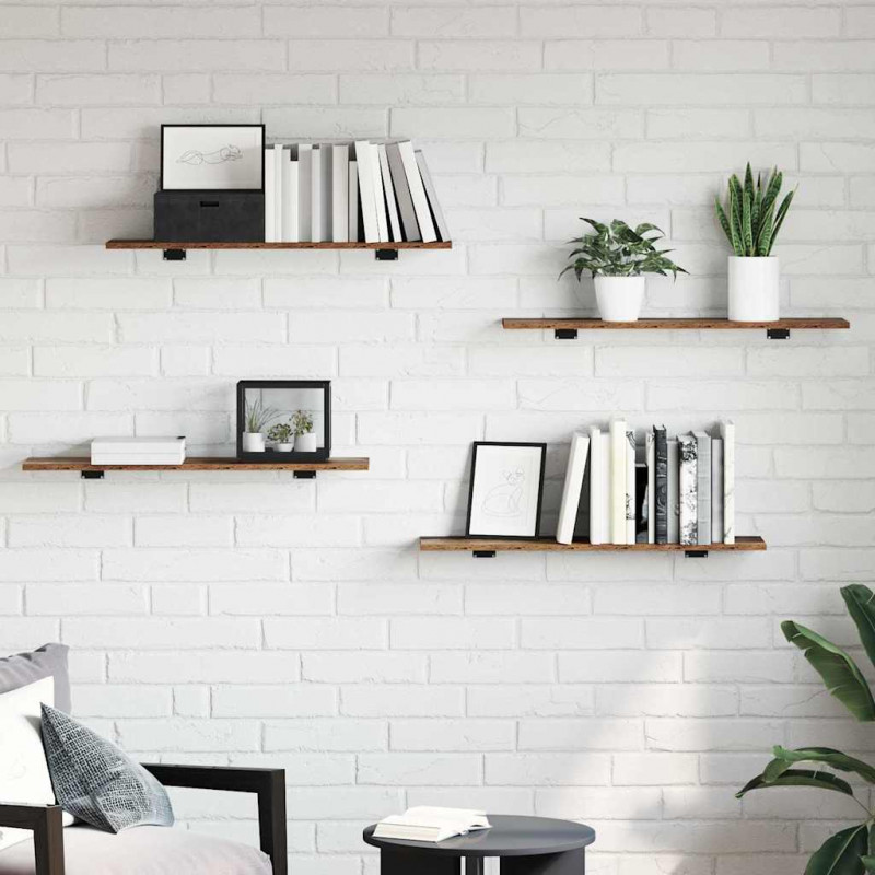 Półka na książki 4 pcs Brązowy 80 x 20 x 1,5 cm
