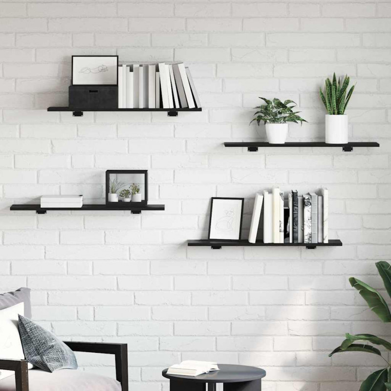 Półka na książki 4 pcs Czarny 80 x 20 x 1,5 cm