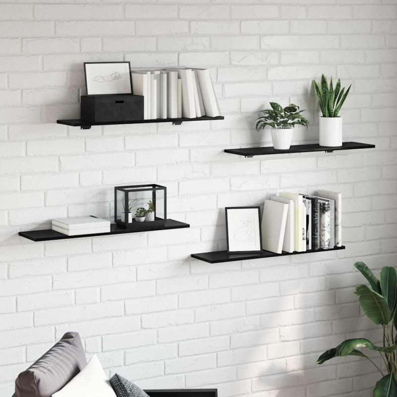Półka na książki 4 pcs Czarny 80 x 20 x 1,5 cm