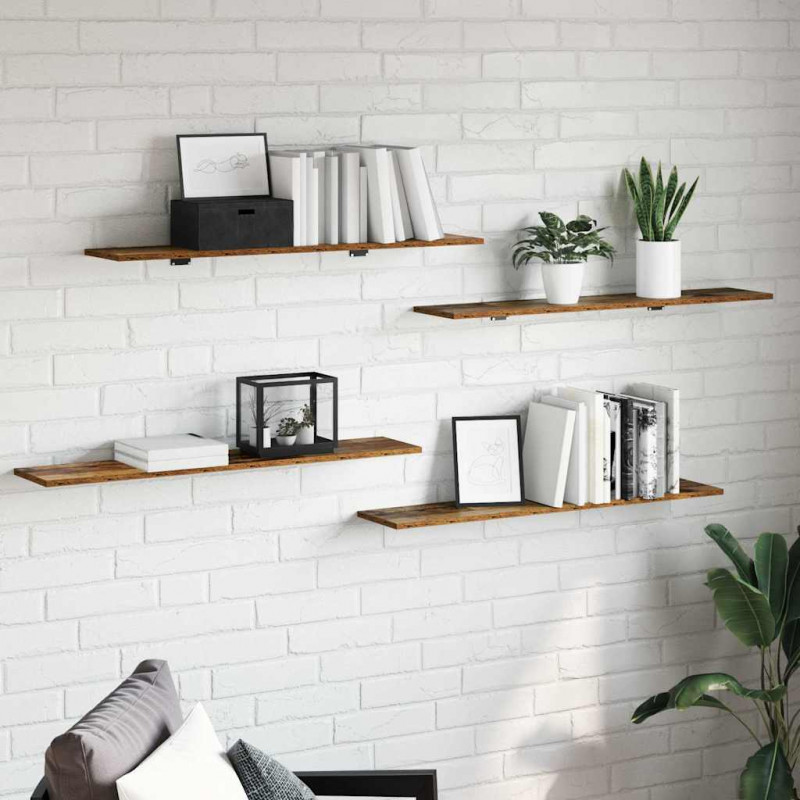 Półka na książki 4 pcs Brązowy 100 x 20 x 1,5 cm