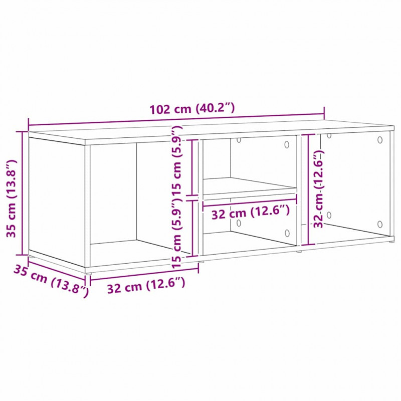 Ławka na buty z półką Czarny Dąb 102 x 35 x 35 cm